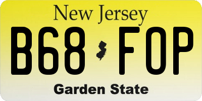 NJ license plate B68FOP