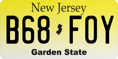 NJ license plate B68FOY