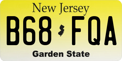 NJ license plate B68FQA