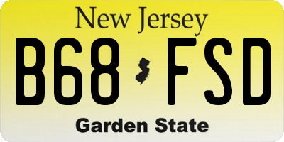 NJ license plate B68FSD