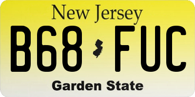 NJ license plate B68FUC