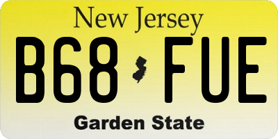 NJ license plate B68FUE