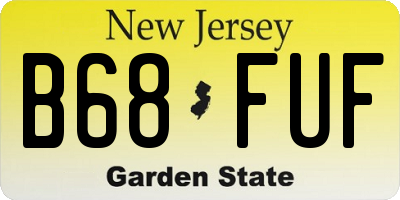 NJ license plate B68FUF