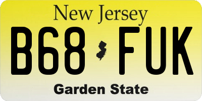 NJ license plate B68FUK