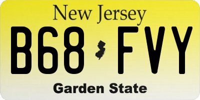 NJ license plate B68FVY
