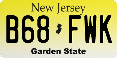 NJ license plate B68FWK