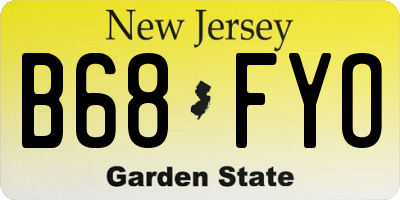 NJ license plate B68FYO