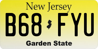 NJ license plate B68FYU