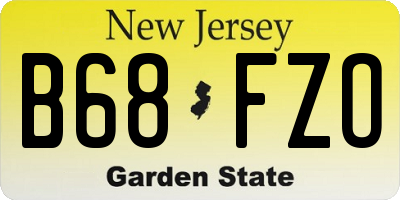 NJ license plate B68FZO