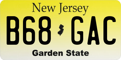 NJ license plate B68GAC