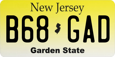 NJ license plate B68GAD