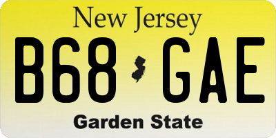 NJ license plate B68GAE