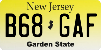 NJ license plate B68GAF