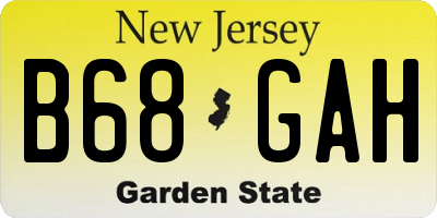 NJ license plate B68GAH