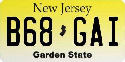 NJ license plate B68GAI