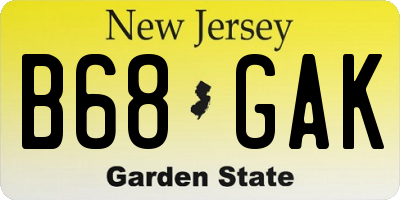 NJ license plate B68GAK
