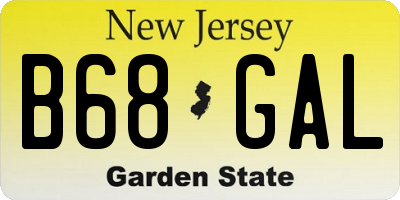 NJ license plate B68GAL
