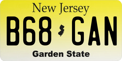 NJ license plate B68GAN