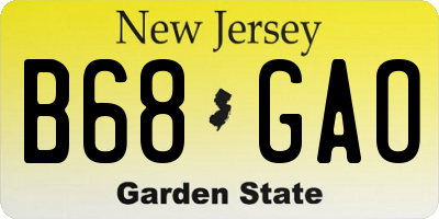 NJ license plate B68GAO