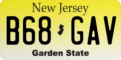 NJ license plate B68GAV