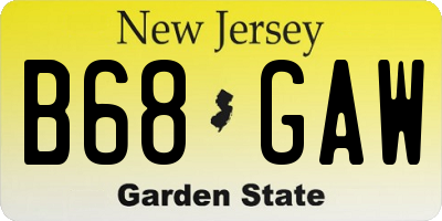 NJ license plate B68GAW