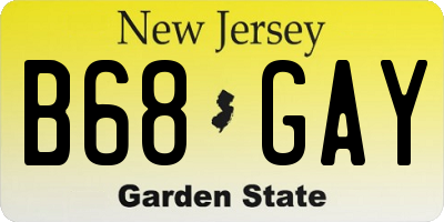 NJ license plate B68GAY