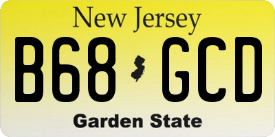 NJ license plate B68GCD