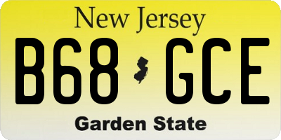 NJ license plate B68GCE