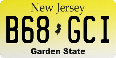 NJ license plate B68GCI