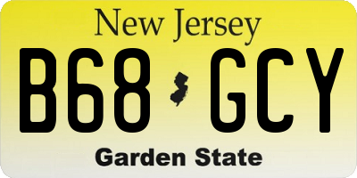 NJ license plate B68GCY
