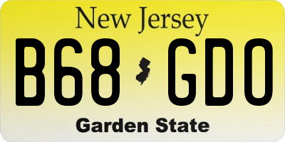 NJ license plate B68GDO