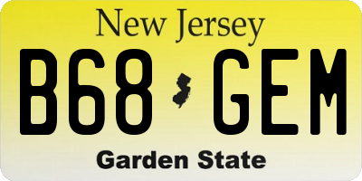NJ license plate B68GEM