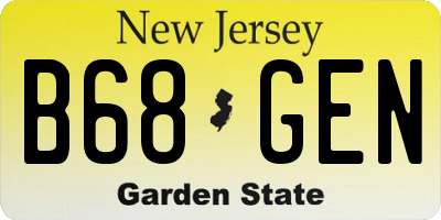 NJ license plate B68GEN