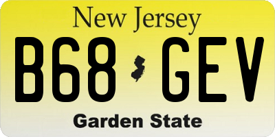 NJ license plate B68GEV