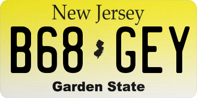 NJ license plate B68GEY