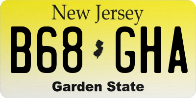 NJ license plate B68GHA