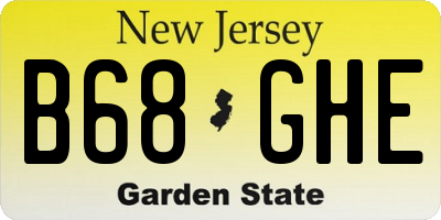 NJ license plate B68GHE
