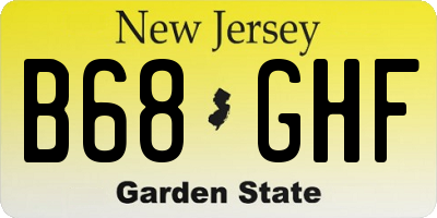NJ license plate B68GHF