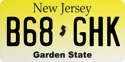 NJ license plate B68GHK