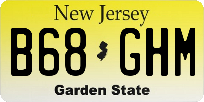 NJ license plate B68GHM