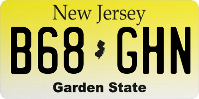 NJ license plate B68GHN