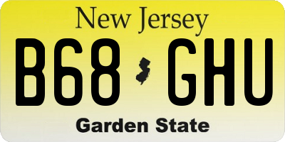 NJ license plate B68GHU