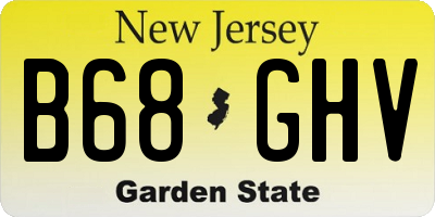 NJ license plate B68GHV