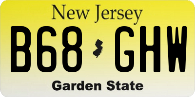 NJ license plate B68GHW