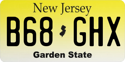 NJ license plate B68GHX