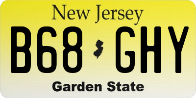 NJ license plate B68GHY