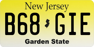 NJ license plate B68GIE