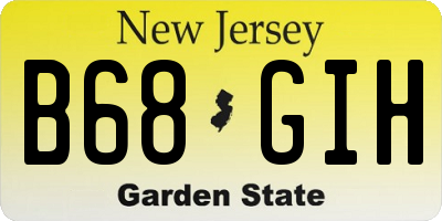 NJ license plate B68GIH