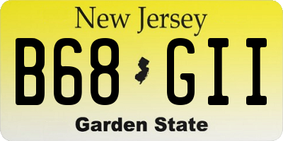 NJ license plate B68GII