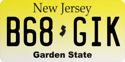 NJ license plate B68GIK
